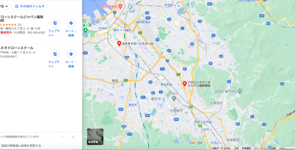 福岡県のドローンスクールのマップです