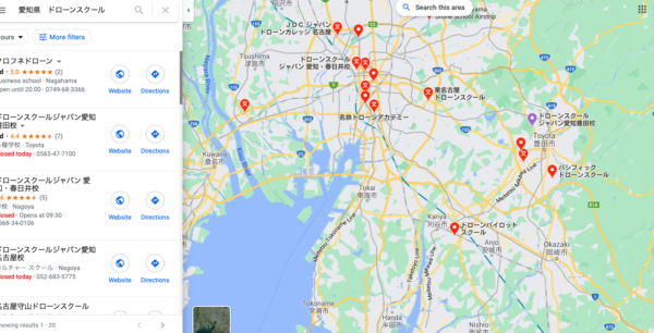 愛知県のドローンスクールマップです。