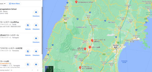 山形県のドローンスクールマップです。