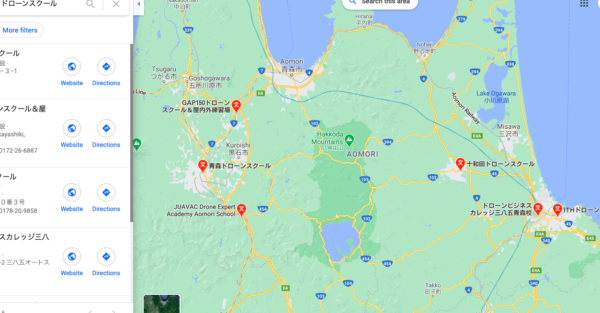 青森県のドローンスクールマップです。