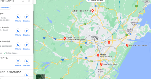 宮城県仙台市のドローンスクールマップです。