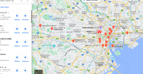 東京都のドローンスクールマップです。