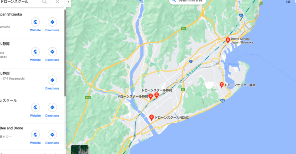 静岡県のドローンスクールマップです